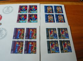 Set Pro Patria 1969, FDC Satz, Einzel + 4erblocks, 9 Belege