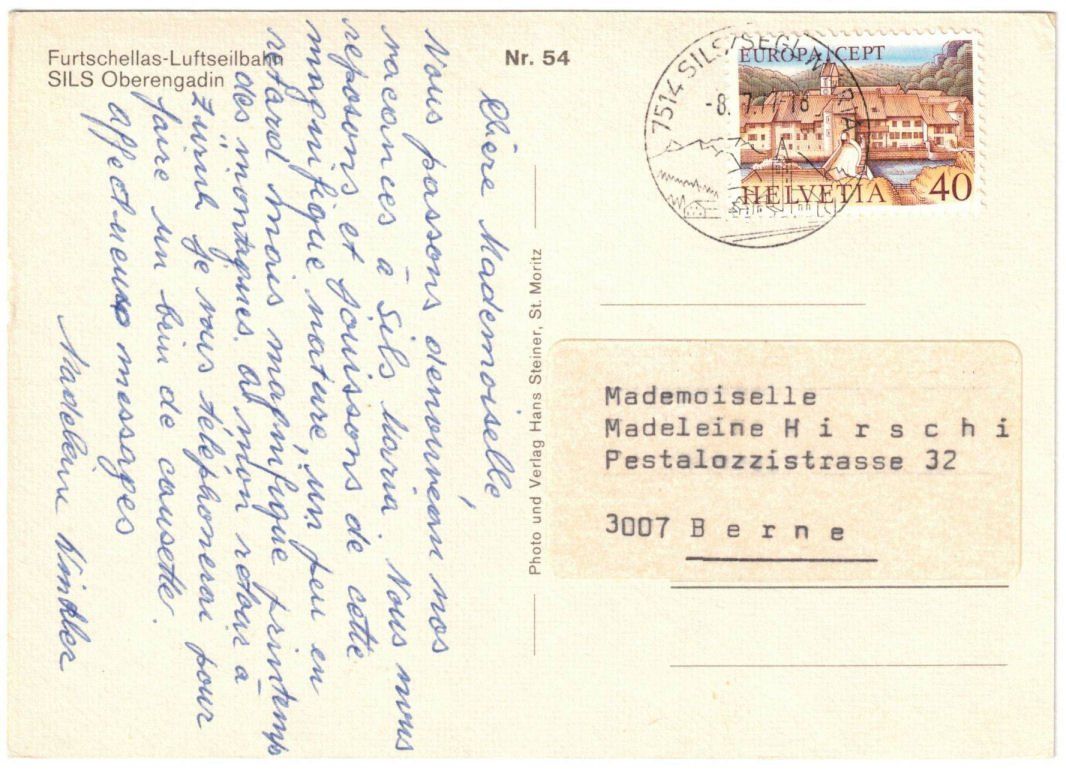 Cartoline postali: Sils - Luftseilbahn Furtschellas – Usato da Binningen venduto da Mountainrider 1