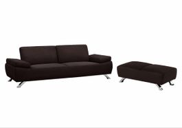 Canapé marron avec repose-pieds, état correct