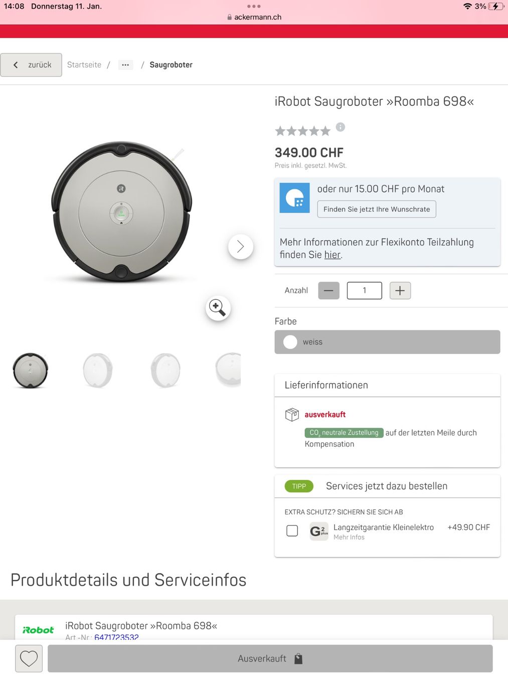 Irobot Staubsauger & Zubehör: iRobot Saugroboter Roomba 698,mit Alexa mit Sprachassistent – Neu (gemäss Beschreibung) aus Zürich von Tucuma 3