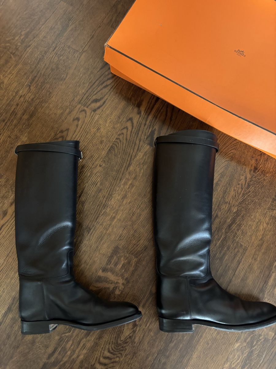 Hermès Chaussures femmes: Hermès Black Riding Leather Boots - Size 38.5 - Classic – D'occasion à Geneve par wer_7s7p 8