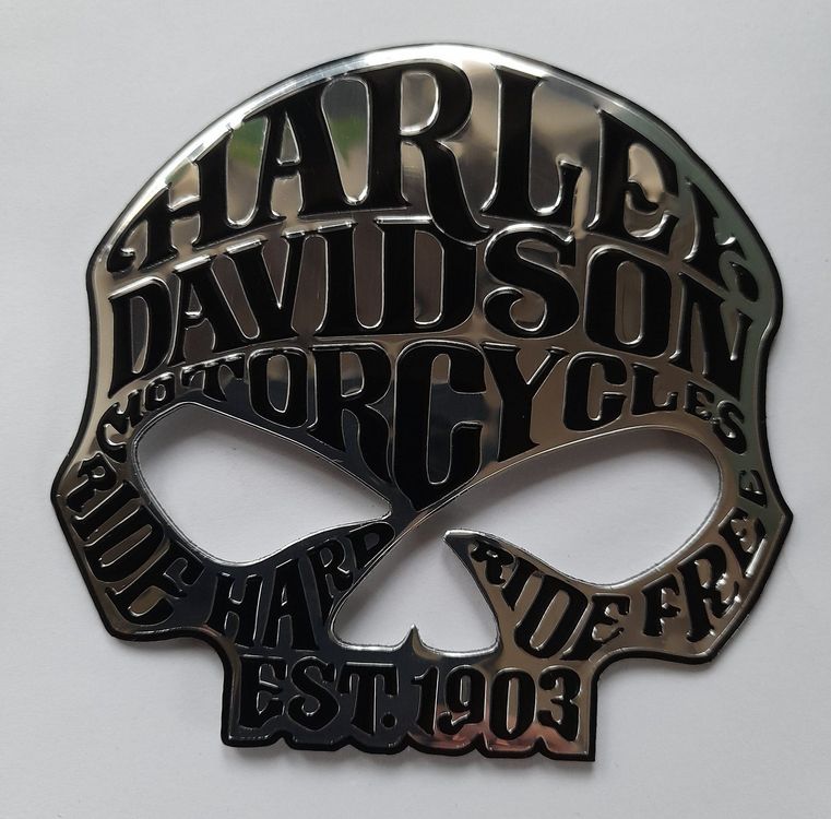 Autocollant Métal Harley Davidson Crâne (skull) J067 - Sticker Décoratif, Neuf, Fabriqué Aux États-Unis