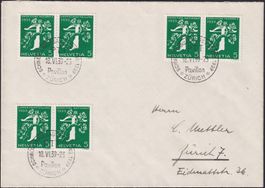 1939, Zusammenhängende a. Brief: Z25d+Z25e+Z25f, 100.- LUXUS