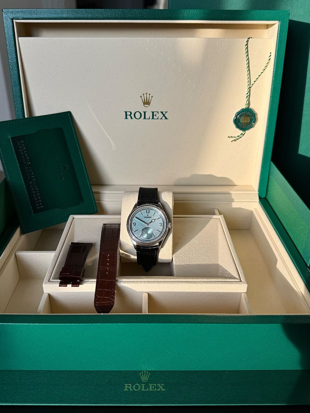 Rolex Orologi: Rolex 1908 Ice Blue Platinum / Ungetragen – Nuovo (secondo la descrizione) da Zürich venduto da Caro911 2