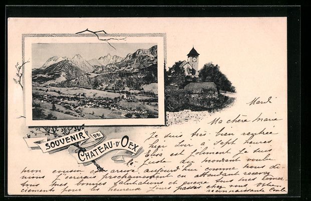 Ansichtskarten: Chateau-d-Oex, Blick auf den Ort und Kir – Gebraucht aus Berlin von bartko-reher