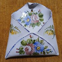 Keramik Briefumschlag Wandvase Handbemalt Vintage Deko