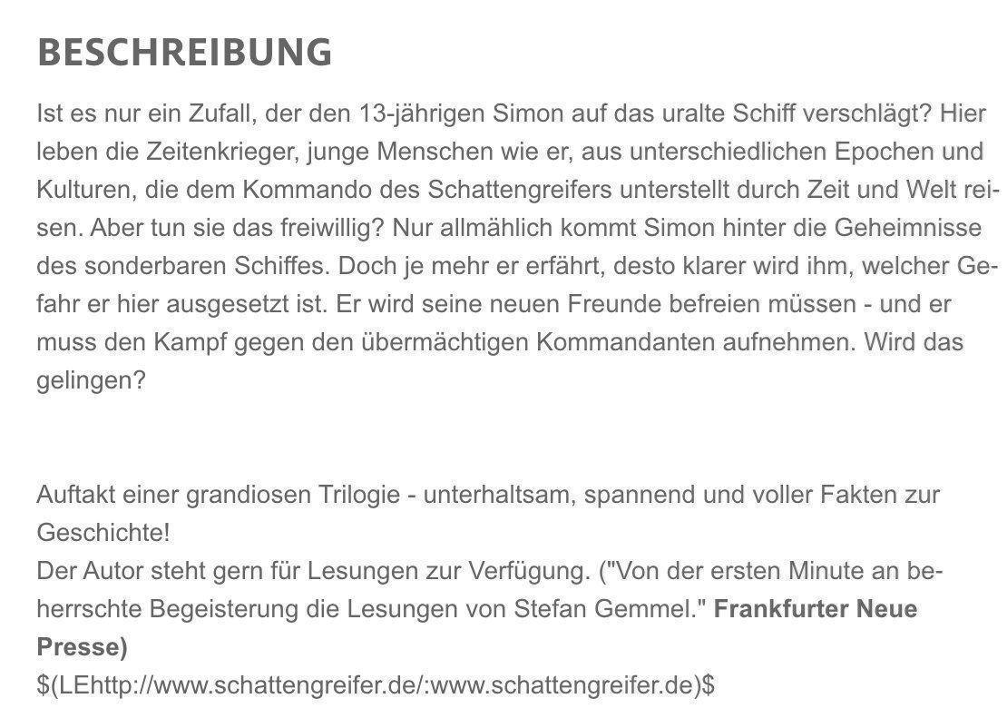 Bücher: Der Schattengreifer, Die Zeitensegler – Gebraucht aus Rothenburg von Kaulquappe55 2