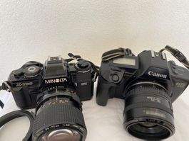 CANON+MINOLTA KAMERA MIT TAMRON OBJEKTIVEN + FERNGLÄSER