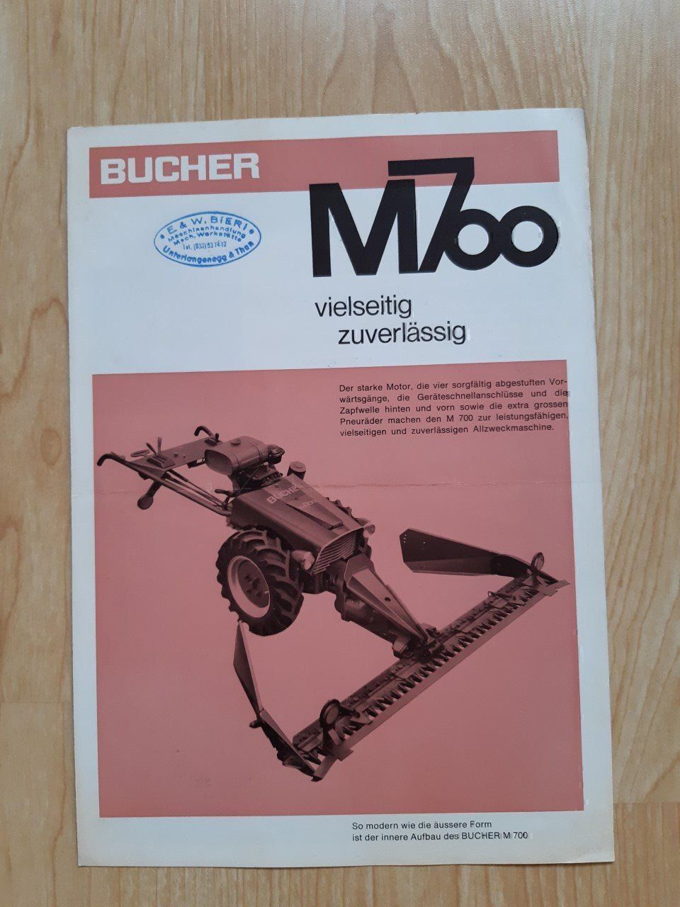 Traktoren: Bucher M600 Motormäher Prospekt – Gebraucht aus Dürnten von Bachtel84