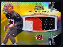 Topps Dre Kirkpatrick Bowman Rookie JumboPatch 40/65 Bengals