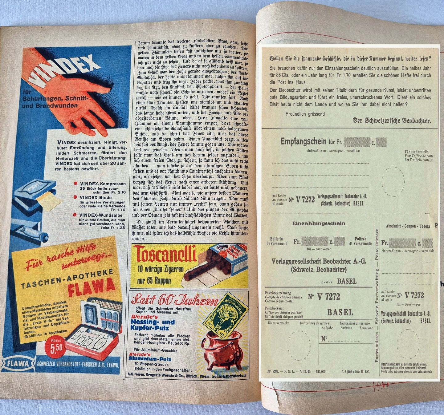 Revues & Magazines: Zeitschrift:   Beobachter,  September 1940 mit grünem ES – D'occasion à Fällanden par Blausegelfliege 8