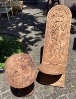 Ensemble table et chaise sculptées bois artisanat Afrique