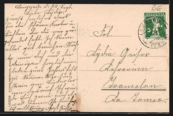 Cartoline postali: AK Langnau i. E., Teilansicht mit Bergen – Usato da Berlin venduto da bartko-reher 1