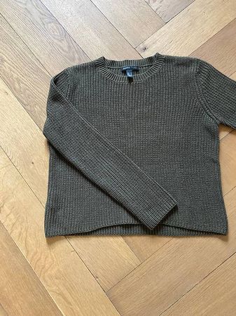Pull court Mango casual coton vert olive taille M 