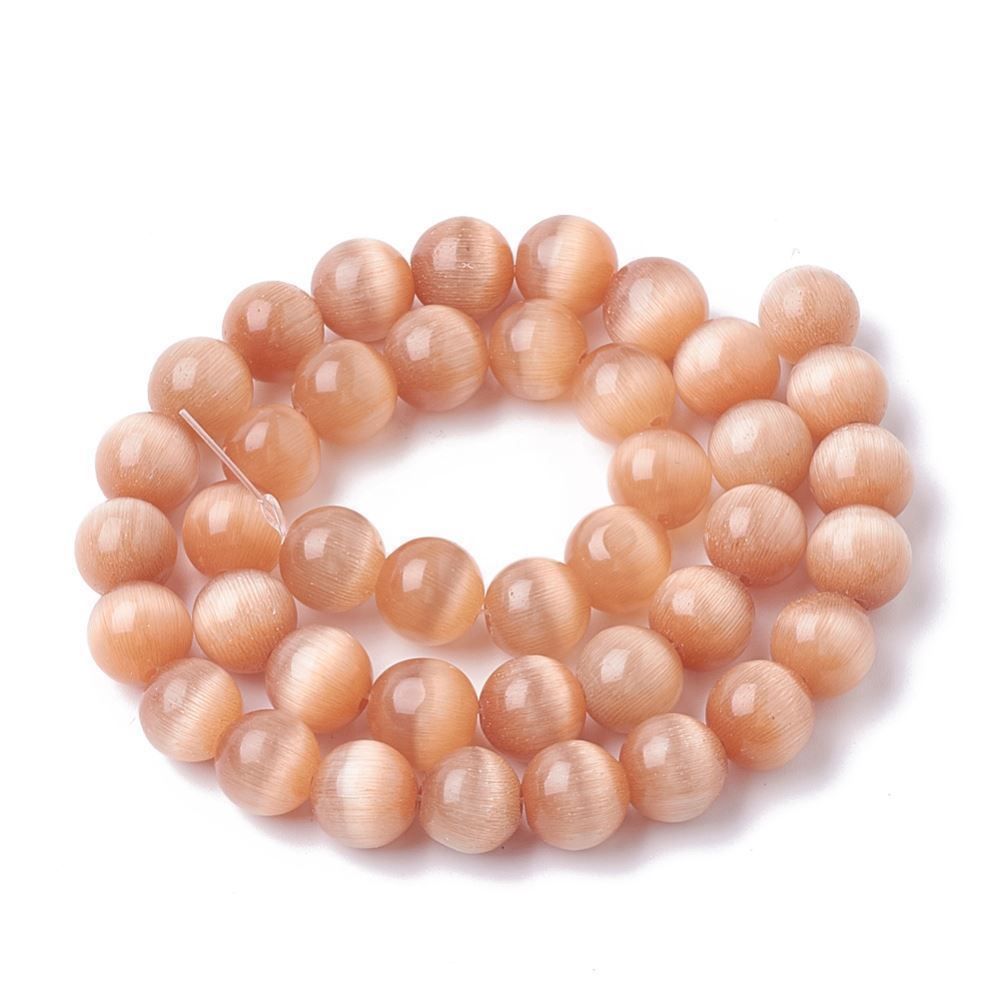Perle (finte): Cateye Glasperlen orange 10mm, 1 Strang – Nuovo (secondo la descrizione) da Alpnachstad venduto da perlengaby