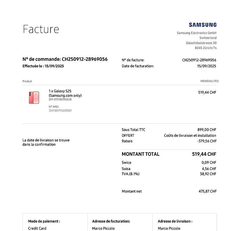 Telefoni cellulari / Smartphones: Samsung S25 256 Go – Usato da Hauterive NE venduto da Markus770 2