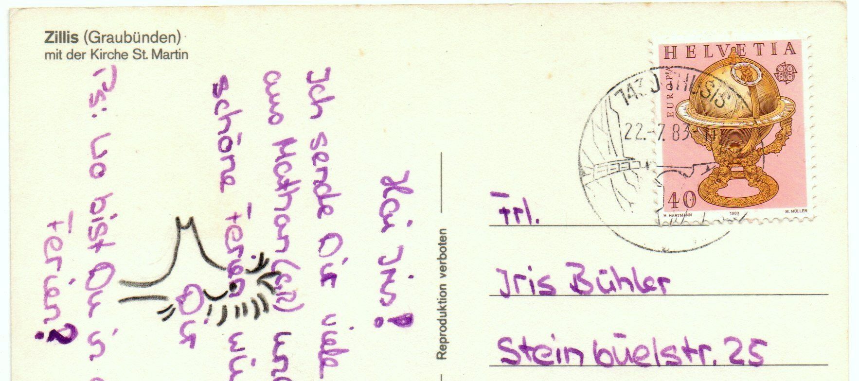 Cartoline postali: ZILLIS mit der Kirche St. Martin – Usato da Jona venduto da philajona 1