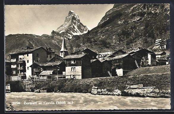 Ansichtskarten: AK Zermatt, Panorama et Cervin, 1938 – Gebraucht aus Berlin von bartko-reher