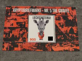 CRYPTO Stamp Nr. 5 GIRAFFE Liechtensteinische Post VIOLETT