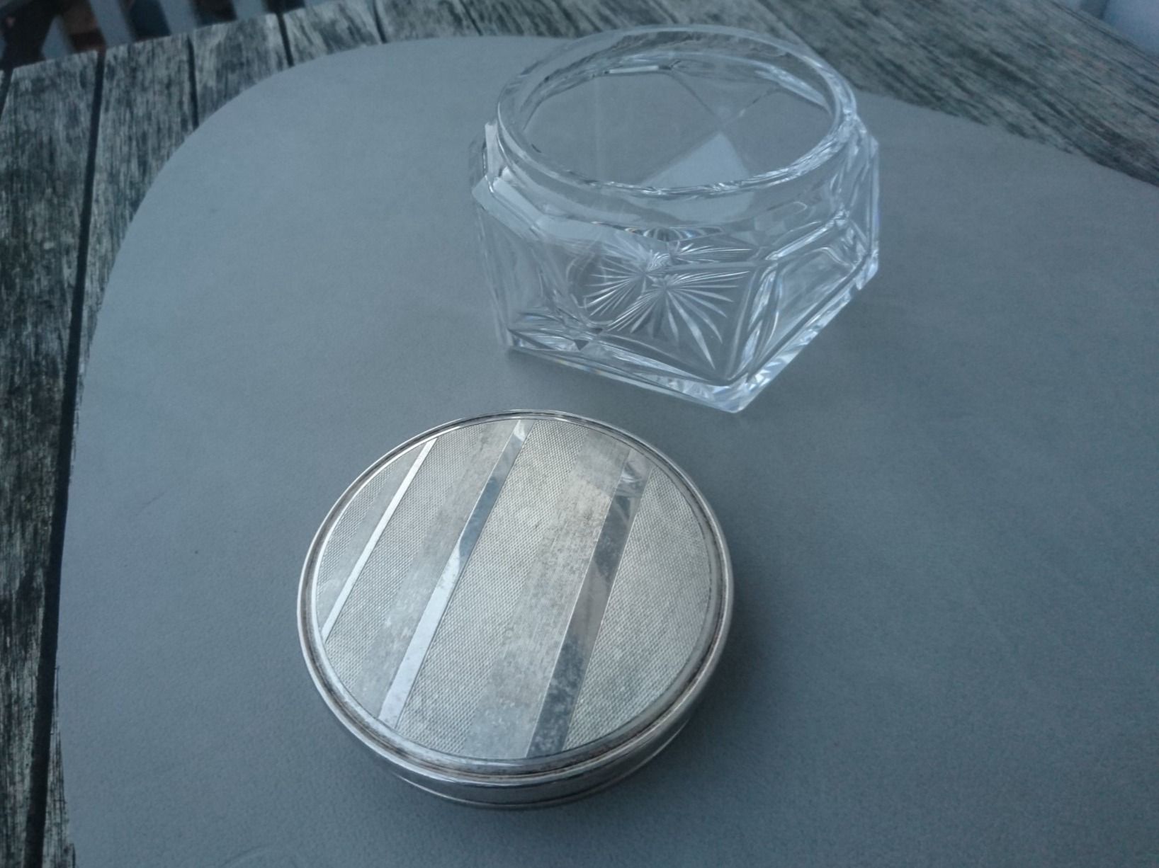 Flaconi: Glas Dose - Art Deco - 835 Silberdeckel – Usato da Winterthur venduto da avelotte 7