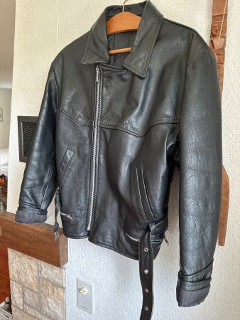 Schwarze Lederjacke, Grösse L; No Name; Echt Leder
