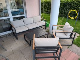 Garten-Lounge mit Bank, Tisch, 2 Sessel