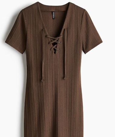 Brown Lacing-Detail Bodycon Dress H&M (S) 36