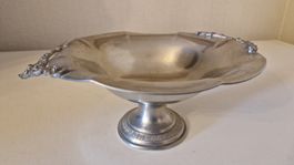 Zinn versilbert Metall Fruchtschale Obstschale mit Griffen