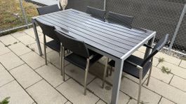 Garten Tisch mit 6 Stühlen (180x90cm)