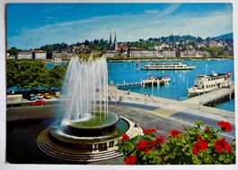 AK: Luzern - Wagenbachbrunnen - Dampfschiff - Auto