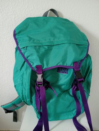 Jura Rucksack Zum Wandern grün-lila, Farben der 80er 65 cm