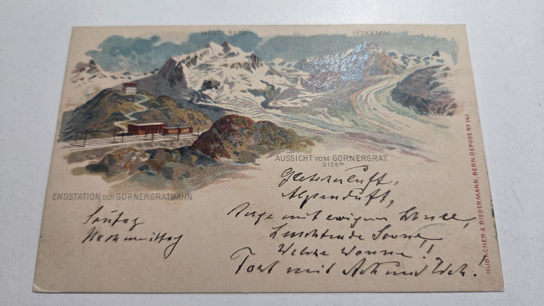 Ansichtskarten: 1900 Ansichtskarte mit Stabstempel Gornergrat UPU 5 Rp – Gebraucht aus Arni AG von Moth68 3