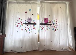 2 süsse Kinderzimmer Vorhänge Eulen Baum 🦉