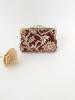 Vintage Geldbörse / Clutch mit Bügelverschluss – Brokat-Samt