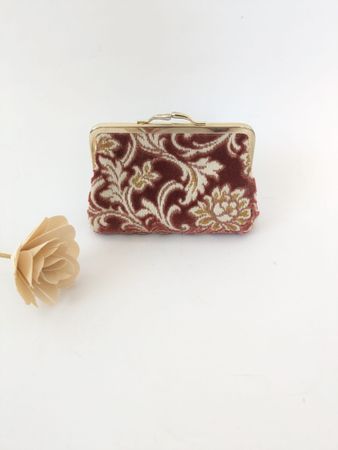 Vintage Geldbörse / Clutch mit Bügelverschluss – Brokat-Samt