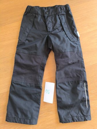 Schwarze Kinder-Regenhose Grösse 116 mit verstärkten Knien