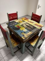 Holzstuhl Bar Stool Vintage Anheuser Busch King Fisher gebra