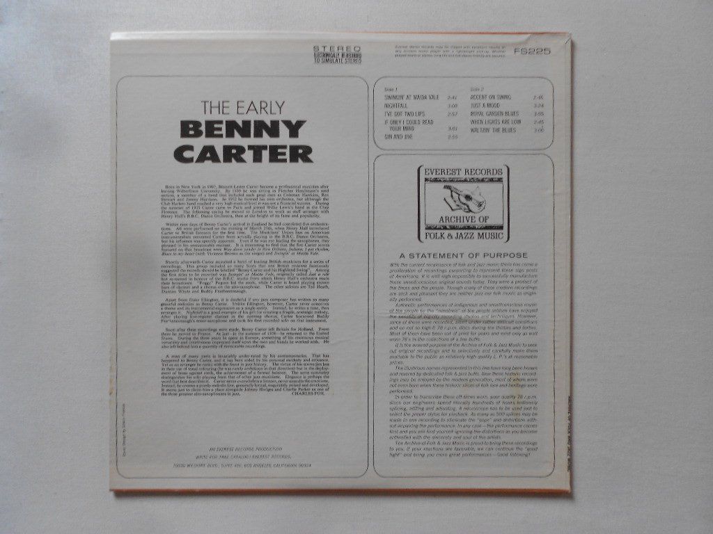 Dischi in vinile: BENNY CARTER  -  THE EARLY BENNY CARTER – Usato da Bex venduto da Giorgiob 1