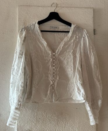 Damen Bluse weiss Grösse S mit Stickerei guter Zustand