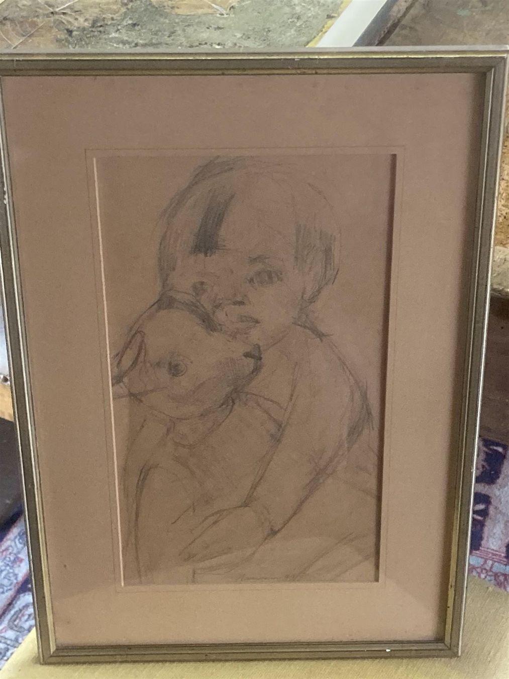 Poster & Bilder: BAUMANN Kleinkind mit Teddybär sign – Gebraucht aus Bern von Jwpm66