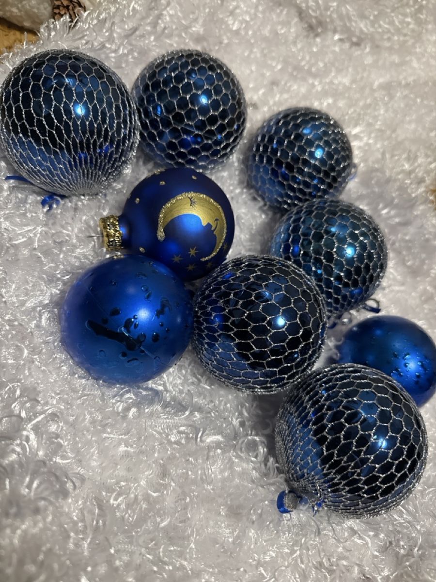 Alle Dekorationen: Blaue Weihnachtskugeln, Christbaumkugeln, 9 Stk – Gebraucht aus Zürich von Krikri21
