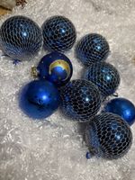 Blaue Weihnachtskugeln, Christbaumkugeln, 9 Stk