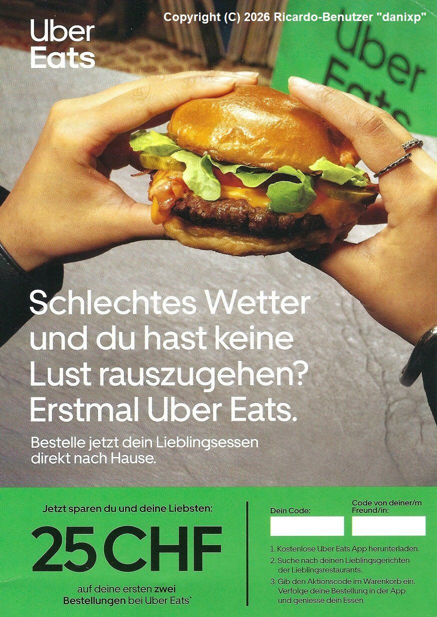 Buoni: 1x Gutschein UberEats / CHF 25.-- – Nuovo (secondo la descrizione) da Zürich venduto da Danixp