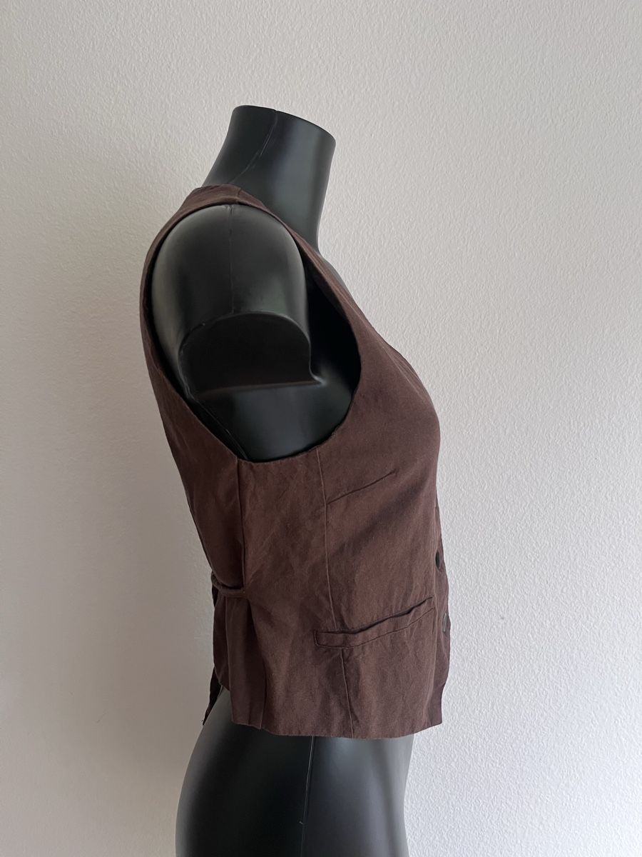 Pull&Bear Gilet & Giacche senza maniche: Leinen Weste braun Gr S – Usato da Baden venduto da Didi_sunshine 1