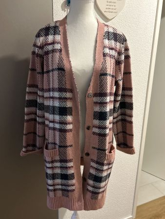 Lange Strickjacke im Karomuster von Multiblu G. 40