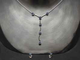 Schmuckset Y-Collier plus Ohrstecker WG 750 mit Aquamarinen