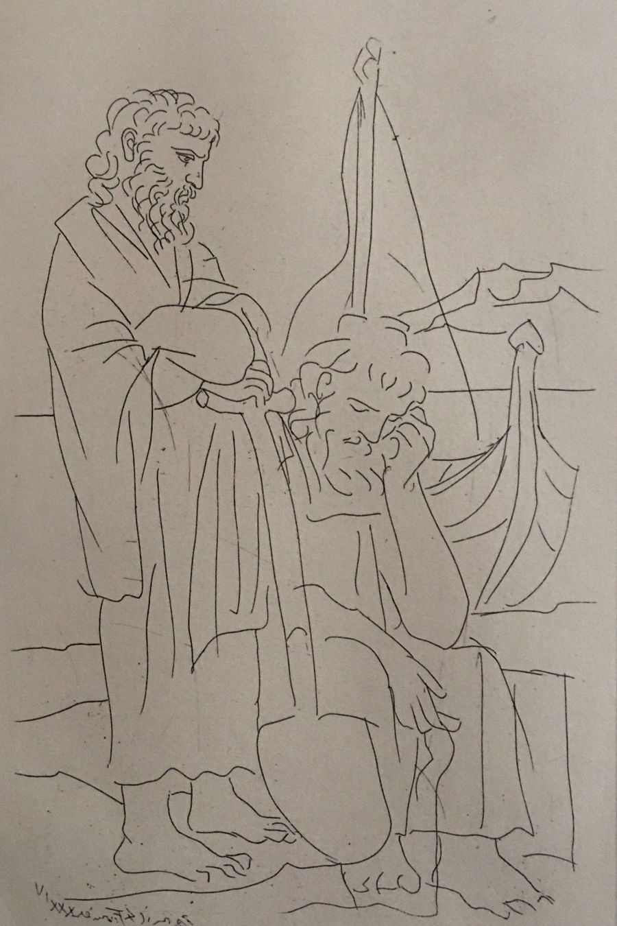 Grafica & Litografie: Pablo Picasso "Zwei Greise und ein Boot"    HANDPRESSENDRUCK – Usato da Nennigkofen venduto da Sommersonnen 2