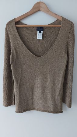 TRUSSARDI JEANS Feinstrick Pullover mit V-Ausschnitt, Gr.M-L
