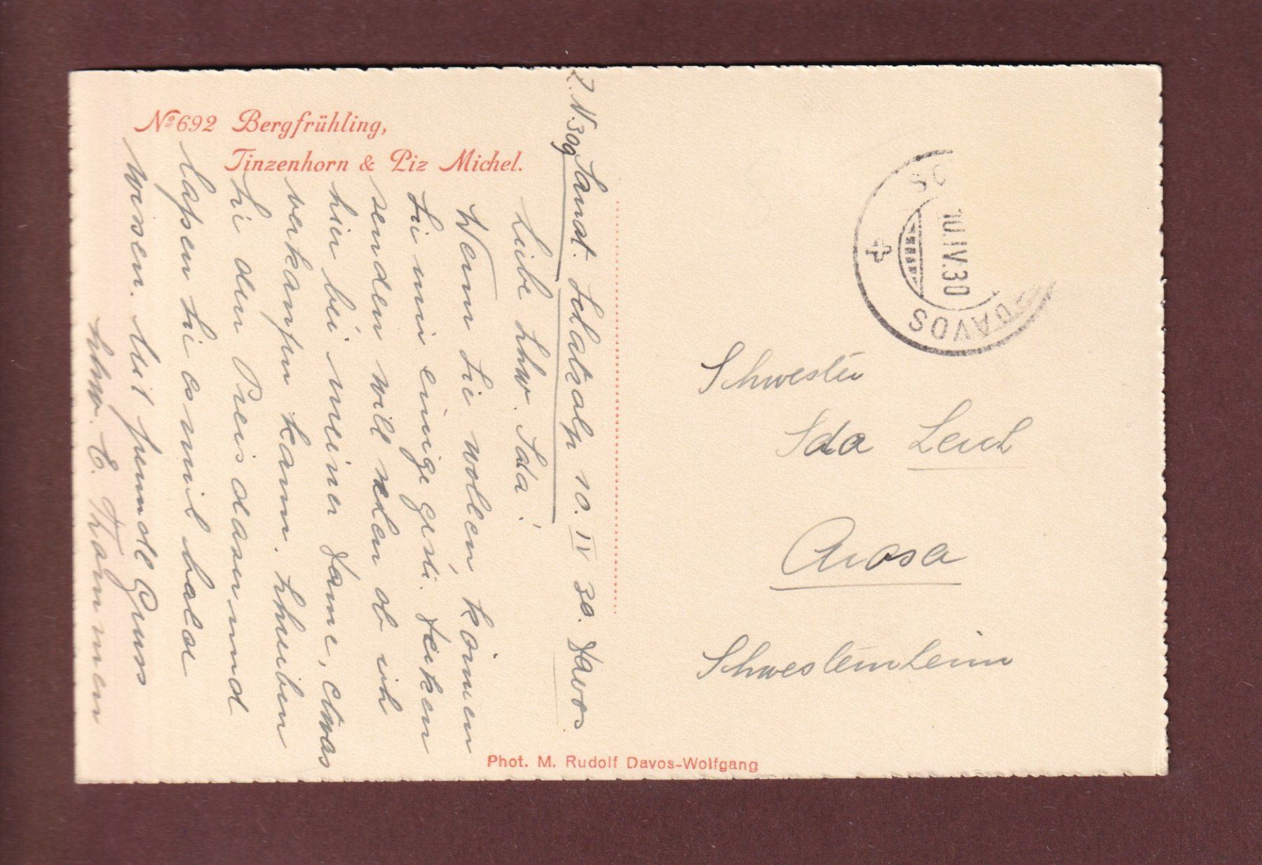 Cartoline postali: DAVOS - Bergfrühling - 1930 – Usato da Pully venduto da nicecards 1