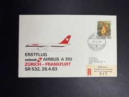 Swissair Erstflugbrief Zürich-Frankfurt ab Liechtenstein